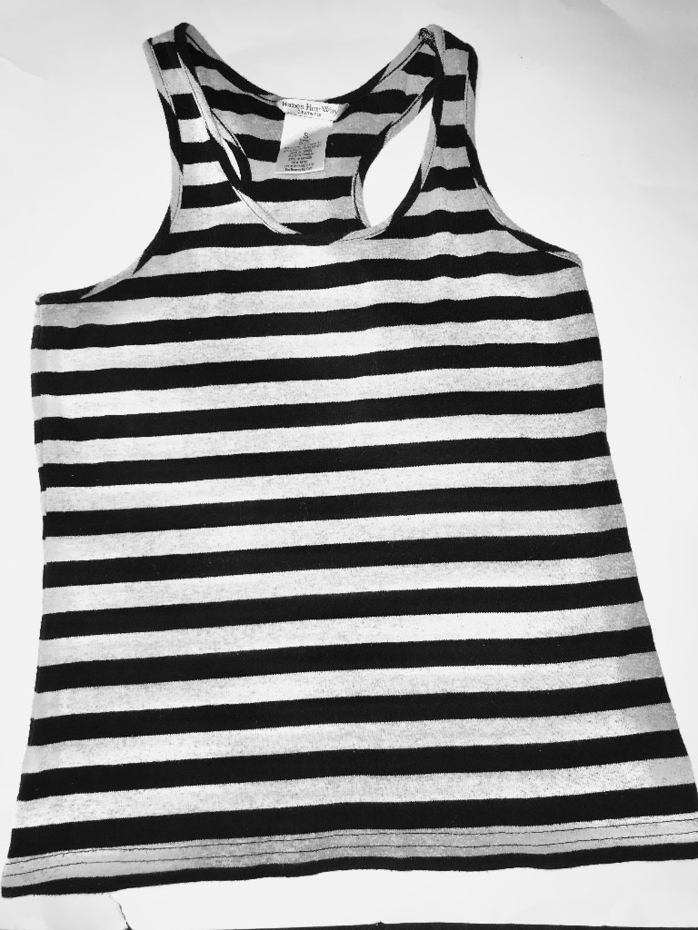 Hanes Her Way Striped Muscle Tank Small Black Gray Sleepwear Lounge Tank Top